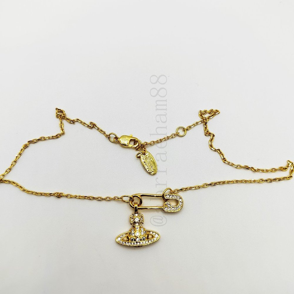 Vivienne Westwood Brooch Planet Necklace Gold